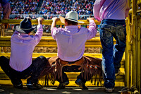 Cowboys behind the chutes